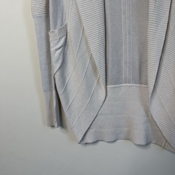 Lululemon Sz 4 Transformation Wrap Cashmere Blend Heathered Dune White Cardigan - Picture 4 of 12